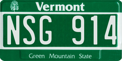 VT license plate NSG914