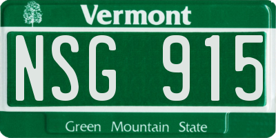 VT license plate NSG915