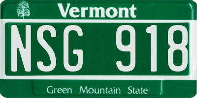 VT license plate NSG918