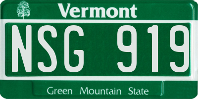 VT license plate NSG919