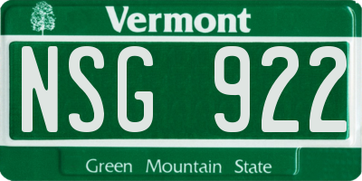 VT license plate NSG922