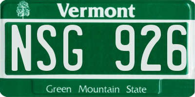 VT license plate NSG926
