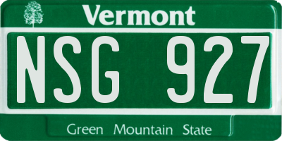 VT license plate NSG927