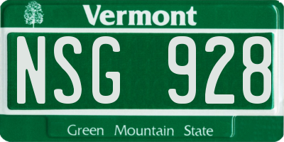 VT license plate NSG928