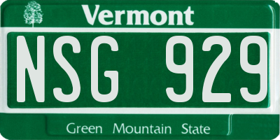 VT license plate NSG929