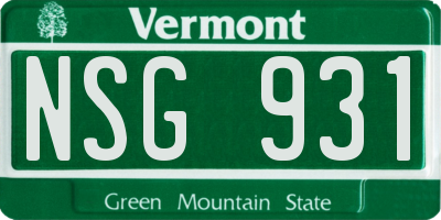 VT license plate NSG931