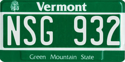 VT license plate NSG932