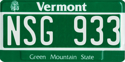 VT license plate NSG933