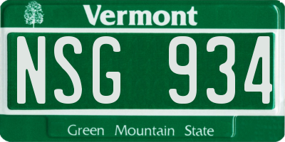 VT license plate NSG934