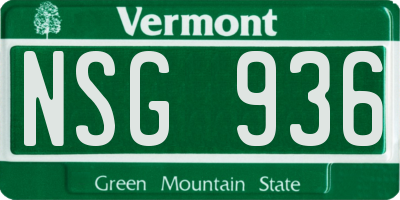 VT license plate NSG936
