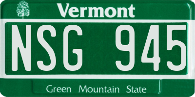VT license plate NSG945