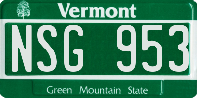 VT license plate NSG953