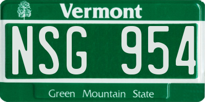 VT license plate NSG954