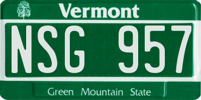 VT license plate NSG957
