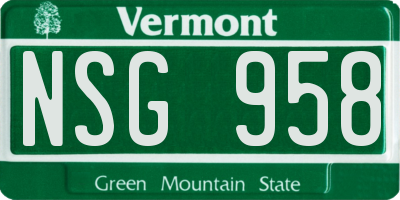 VT license plate NSG958