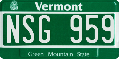 VT license plate NSG959