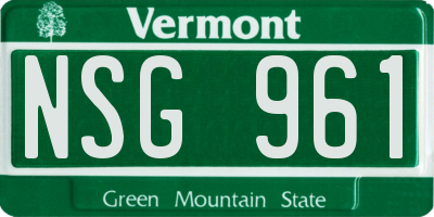 VT license plate NSG961