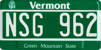 VT license plate NSG962