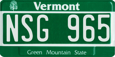 VT license plate NSG965
