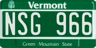 VT license plate NSG966