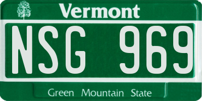 VT license plate NSG969