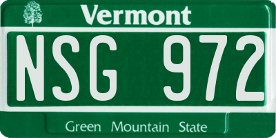 VT license plate NSG972