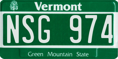 VT license plate NSG974