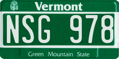 VT license plate NSG978
