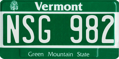VT license plate NSG982