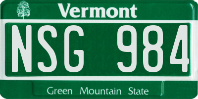 VT license plate NSG984