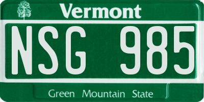 VT license plate NSG985