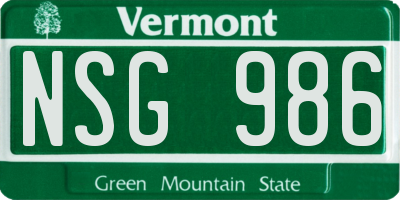 VT license plate NSG986