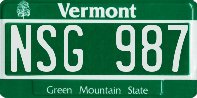 VT license plate NSG987