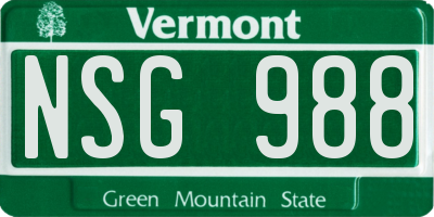 VT license plate NSG988