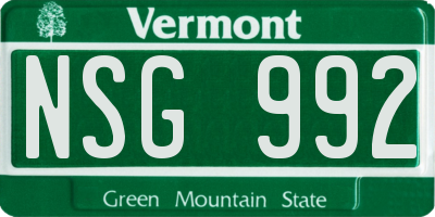 VT license plate NSG992