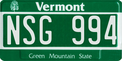 VT license plate NSG994