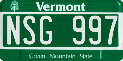 VT license plate NSG997