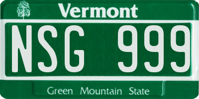 VT license plate NSG999