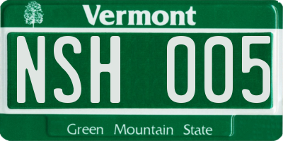 VT license plate NSH005