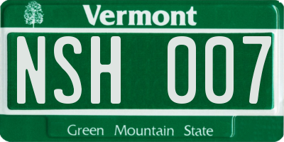 VT license plate NSH007