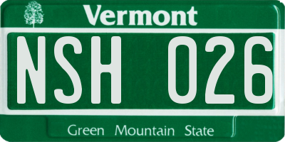 VT license plate NSH026