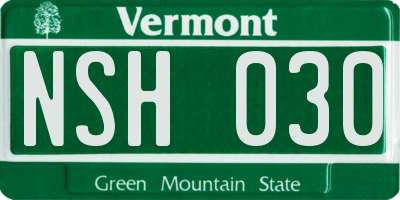 VT license plate NSH030