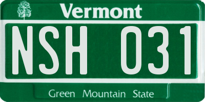 VT license plate NSH031