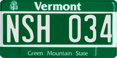 VT license plate NSH034