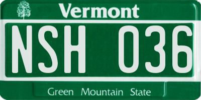 VT license plate NSH036