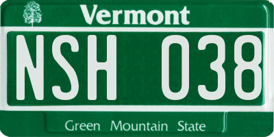 VT license plate NSH038