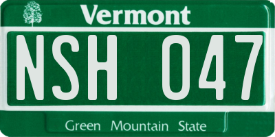 VT license plate NSH047