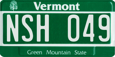 VT license plate NSH049