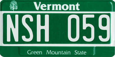 VT license plate NSH059