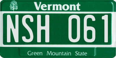 VT license plate NSH061